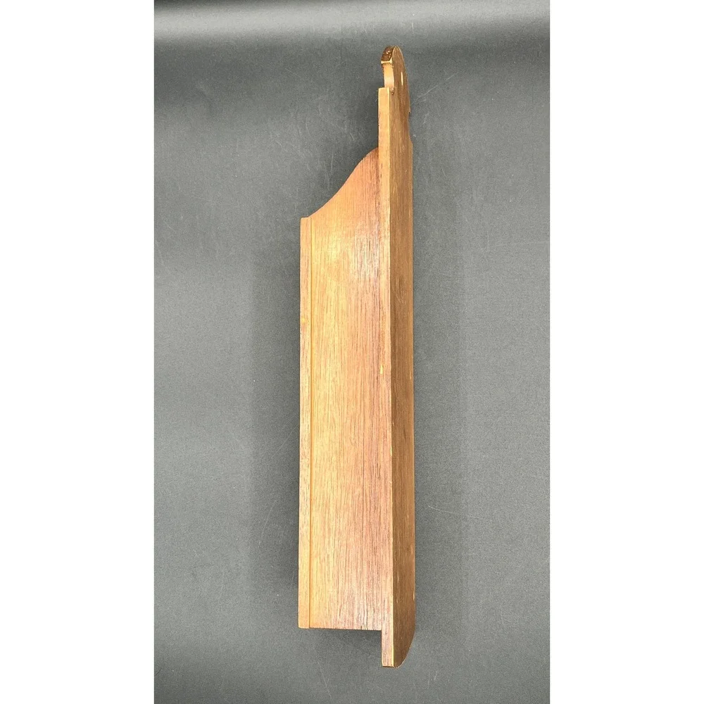 Vtg Wood Wall Hanging Long Match Stick Holder Gold Eagle Americana‎ MCM 14.5